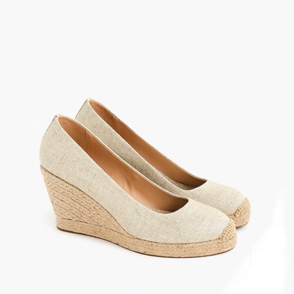 J. Crew Seville espadrille wedges in metallic gold